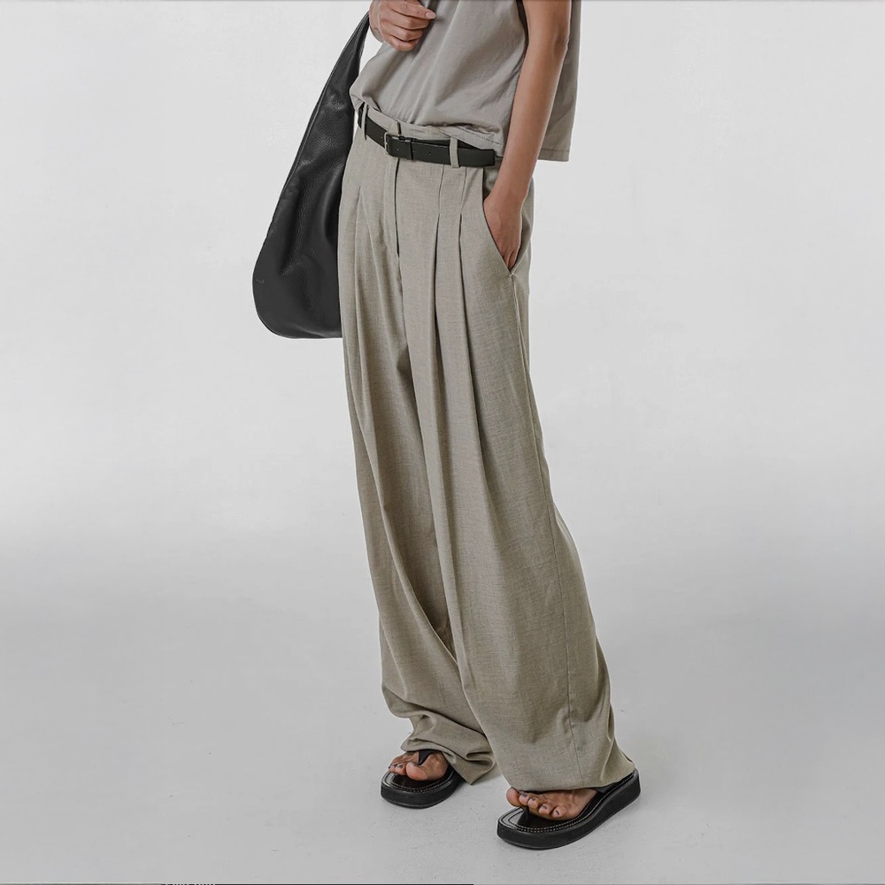 The Frankie Shop Gelso Pleated Trousers Taupe Melange NWT